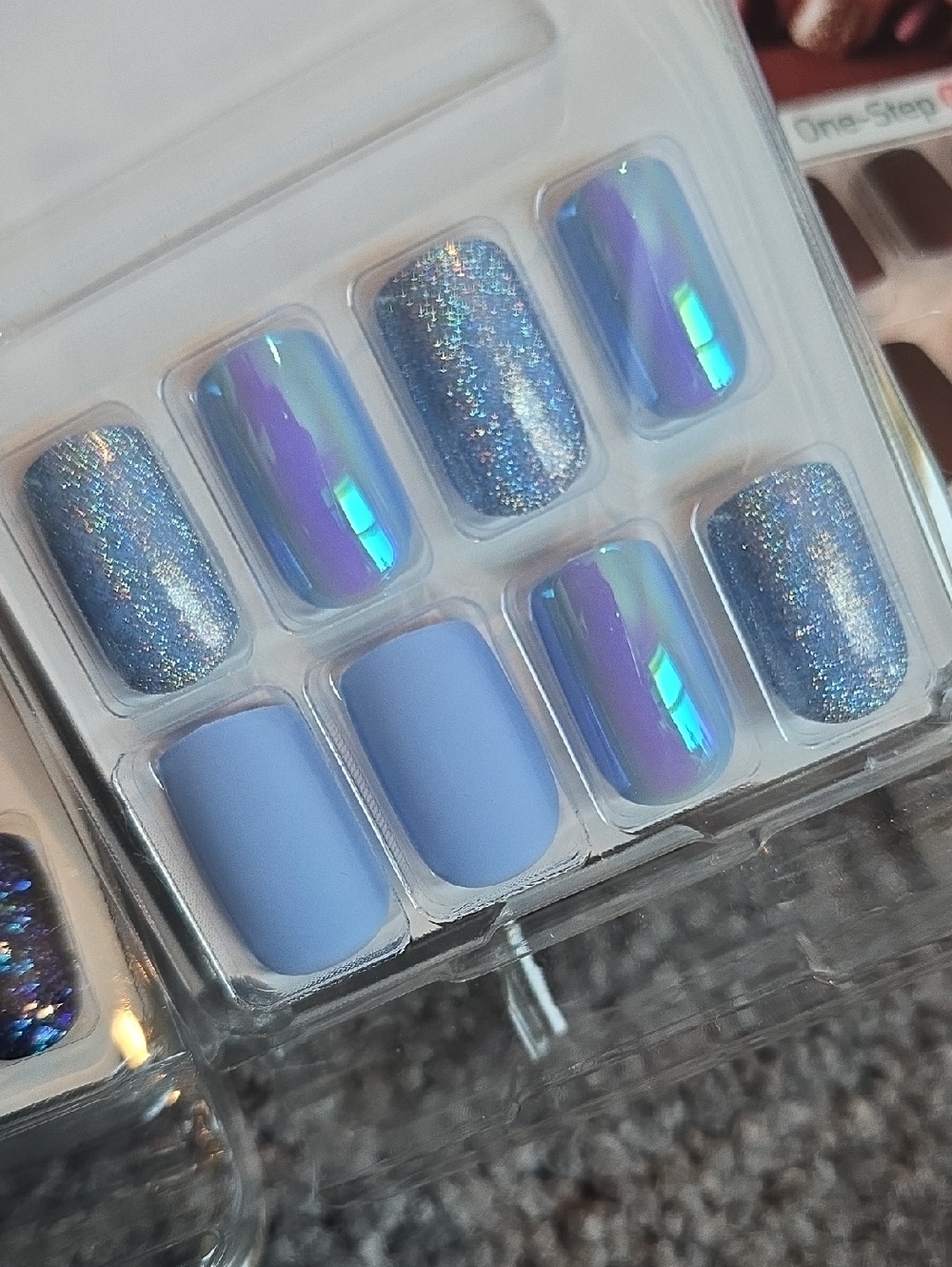Kiss Press-On Nails Set - Pink Strawberry Accents Blue Galaxy Shimmer Lot Bundle - Picture 3 of 7